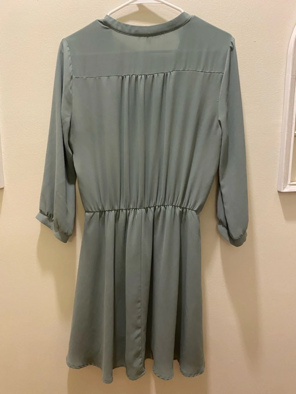 Women's Sage Green Wrap-Front Dress - Picture 6 of 6